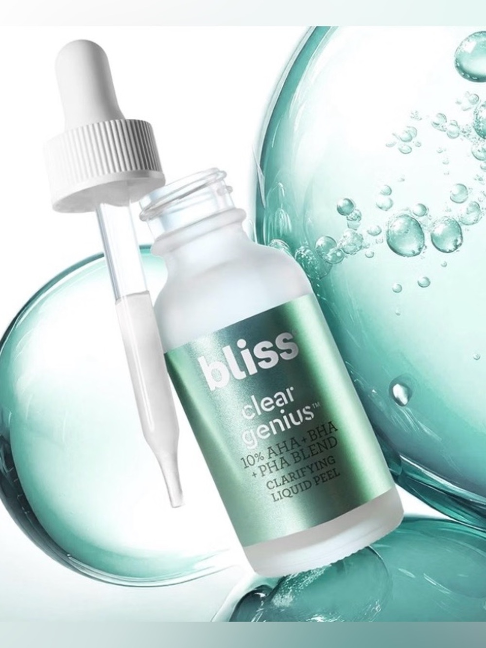 BLISS Clear Genius 10% AHA + BHA + PHA Blend Clarifying Liquid Peel 1 oz ~ NIB